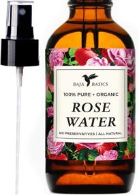 img 4 attached to 🌹 Large 4oz 100% Pure, Natural Rose Water Spray - Ideal Toner by Baja Basics for Skin, Hair, and Aromatherapy