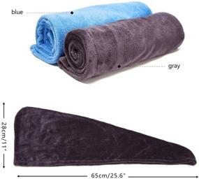 img 3 attached to 🧖 Dowoskin Hair Towel Wrap - 2 Pack Hair Drying Towels with Button - Microfiber Hair Cap for Long Curly Thick Hair