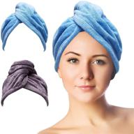 🧖 dowoskin hair towel wrap - 2 pack hair drying towels with button - microfiber hair cap for long curly thick hair logo