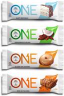 🍫 one protein bars best sellers variety pack | gluten-free | high protein 20g, low sugar 1g | birthday cake, almond bliss, maple glazed doughnut & peanut butter pie | 2.12 oz (12 pack) logo