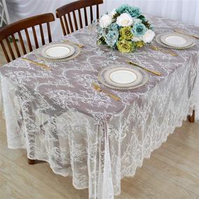 img 1 attached to Enhance Your Dining Experience with ShinyBeauty Lace Tablecloth Rectangle White 005