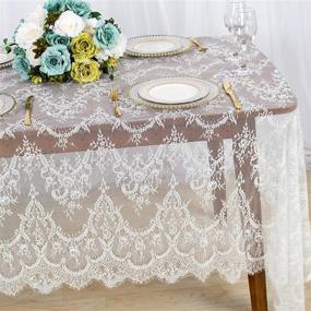 img 4 attached to Enhance Your Dining Experience with ShinyBeauty Lace Tablecloth Rectangle White 005