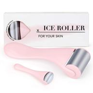 🌬️ ice roller for face and eye 2 pcs - reduce puffiness, migraine, and eye bags - pink stainless steel facial roller for skin care logo