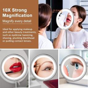 img 3 attached to 🔍 KEDSUM Flexible Gooseneck 6.8" 10x Magnifying LED Lighted Makeup Mirror - Bathroom Vanity Mirror with Suction Cup, 360° Swivel, Daylight, Battery Operated, Cordless & Travel-Friendly