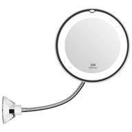 🔍 kedsum flexible gooseneck 6.8" 10x magnifying led lighted makeup mirror - bathroom vanity mirror with suction cup, 360° swivel, daylight, battery operated, cordless & travel-friendly logo