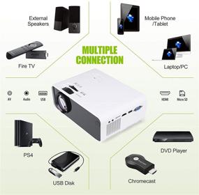 img 1 attached to 📽️ High Definition Mini Projector: 1080P Portable Projector for Home Theater, 150" Screen, 5000L Brightness, HDMI, VGA, USB, AV, SD, Laptop, iOS/Android