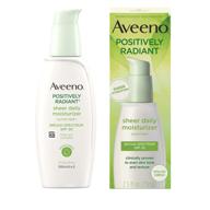 🌞 aveeno positively radiant sheer daily moisturizing lotion for dry skin with total soy complex, spf 30 sunscreen, non-comedogenic, oil-free - 2.5 fl. oz logo