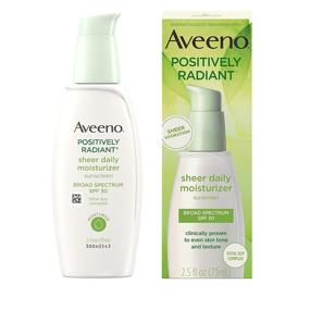 img 4 attached to 🌞 Aveeno Positively Radiant Sheer Daily Moisturizing Lotion for Dry Skin with Total Soy Complex, SPF 30 Sunscreen, Non-Comedogenic, Oil-Free - 2.5 fl. oz