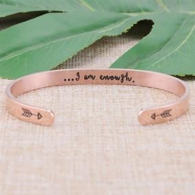 img 3 attached to 💪 Empowering Rose Gold Cuff Bracelets for Girls: Stainless Steel Jewelry Gift for Women and Friends