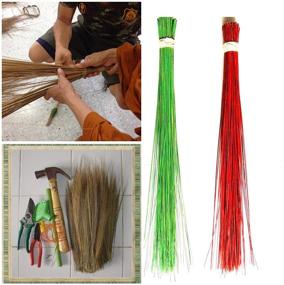 img 3 attached to 🌴 SN SKENNOVA - Colorful Asian Coconut Leaf Broom (Red) - 27-28 inch - Multi-Surface - Sturdy & Authentic Thai Natural Broom