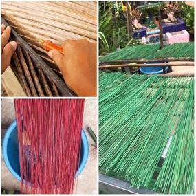 img 2 attached to 🌴 SN SKENNOVA - Colorful Asian Coconut Leaf Broom (Red) - 27-28 inch - Multi-Surface - Sturdy & Authentic Thai Natural Broom