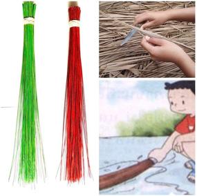 img 1 attached to 🌴 SN SKENNOVA - Colorful Asian Coconut Leaf Broom (Red) - 27-28 inch - Multi-Surface - Sturdy & Authentic Thai Natural Broom