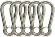 🔒 5-pack stainless steel spring snap hook carabiner with screw lock and key ring, ideal for outdoor activities such as camping, diving, and hiking – proteus set логотип