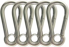 img 4 attached to 🔒 5-Pack Stainless Steel Spring Snap Hook Carabiner with Screw Lock and Key Ring, Ideal for Outdoor Activities such as Camping, Diving, and Hiking – PROTEUS Set