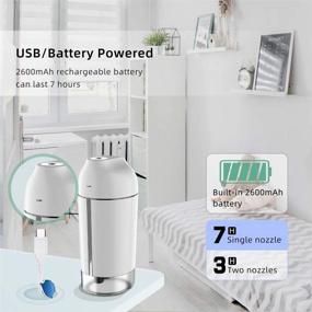 img 1 attached to HandFan Mini Portable Humidifier with USB, 480ml Cool Mist Humidifier, 140ml/h, 2600mAh Battery, 2 Nozzles, 4 Mist Modes, Nightlight, Auto Shut-Off, for Car Bedroom Travel