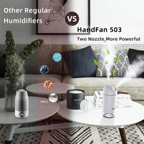 img 3 attached to HandFan Mini Portable Humidifier with USB, 480ml Cool Mist Humidifier, 140ml/h, 2600mAh Battery, 2 Nozzles, 4 Mist Modes, Nightlight, Auto Shut-Off, for Car Bedroom Travel