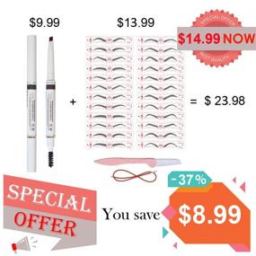 img 3 attached to 💁 Complete Eyebrow Shaping Kit: Stencil, Pencil, Shaper, Template, Razor, Pen | Water-Resistant | Easy 3-Minute Makeup | Fits 98%