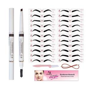 img 4 attached to 💁 Complete Eyebrow Shaping Kit: Stencil, Pencil, Shaper, Template, Razor, Pen | Water-Resistant | Easy 3-Minute Makeup | Fits 98%