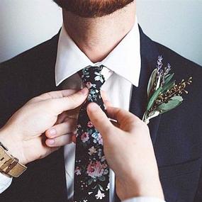 img 3 attached to 🌸 Floral Wedding Groomsmen Necktie: Men's Accessories for Ties, Cummerbunds & Pocket Squares with Neckties
