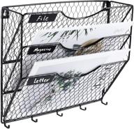 superbpag wall file holder: 3-tier metal chicken wire organizer with key holder, black логотип