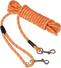 img 2 attached to 🐾 Long Rope Leash for Dog Training - Reflective, Heavy Duty 16FT/30FT Leashes with 2 Hooks - Ideal for Small/Medium/Large Dogs - Check Cord Recall Training Agility Lead