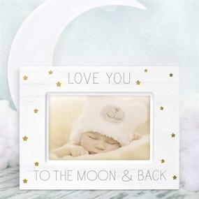 img 2 attached to 👶 Malden International Designs Бэби-воспоминания Love You To деревянная фоторамка - 4x6 Белая с золотистым фольгированным украшением: идеальный сувенир для сохранения драгоценных моментов с малышом.