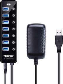 img 4 attached to 💻 Tendak USB-хаб CP-030-BK - 7 портов для передачи данных USB 3.0 + 1 умный порт для быстрой зарядки и выключатели - идеально подходит для Mac, ноутбуков, жестких дисков, PS4, Xbox One