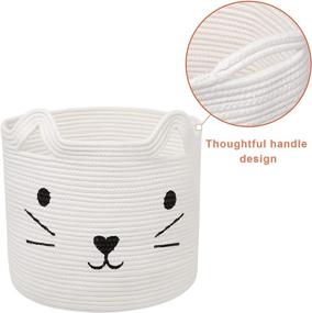 img 3 attached to 🧺 MHOMER Extra XXXLarge Woven Baskets for Storage, 22''x22''x14'', White Cotton Rope Basket with Handle for Living Room, Blankets, Cat Toys