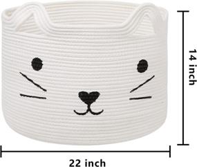 img 2 attached to 🧺 MHOMER Extra XXXLarge Woven Baskets for Storage, 22''x22''x14'', White Cotton Rope Basket with Handle for Living Room, Blankets, Cat Toys