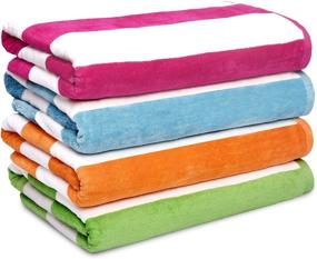 img 3 attached to 🏖️ Terry Beach and Pool Towel Set – 100% Cotton, Vibrant Plush Towels with Assorted Designs for Adults – Sunbathing, Poolside Lounge, Bath – Oversized Pack of 6 (32 X 62 inches)
