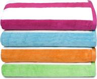 🏖️ terry beach and pool towel set – 100% cotton, vibrant plush towels with assorted designs for adults – sunbathing, poolside lounge, bath – oversized pack of 6 (32 x 62 inches) logo