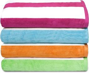 img 4 attached to 🏖️ Terry Beach and Pool Towel Set – 100% Cotton, Vibrant Plush Towels with Assorted Designs for Adults – Sunbathing, Poolside Lounge, Bath – Oversized Pack of 6 (32 X 62 inches)