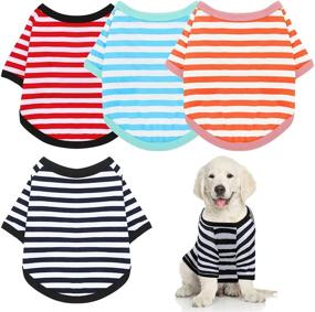 img 1 attached to 👕 Stylish Striped Dog Shirt: Small to Medium Dog Apparel for Pet Fashionistas - 4 Piece Set