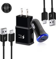 🔌 5-pack adaptive fast car charger kit with usb type c cable, wall quick rapid charger, phone tablet fast charging qc 3.0 adapter for samsung galaxy s10 s9 s8 s10e/note8/9/10/plus (s8 fast charger set, black) logo