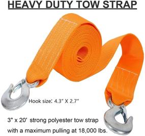 img 1 attached to 🔗 Tow Strap Heavy Duty: 3" X 20' Recovery Strap with 18,000 LB Break Strength Rope & 2 Hooks