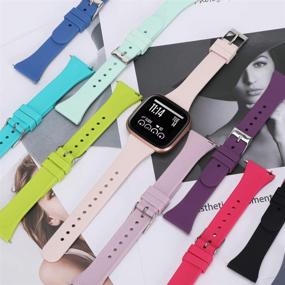 img 3 attached to 👌 Q6#1024 Slim Bands: Soft Silicone Sport Band Wristbands for Fitbit Versa 2/Versa/Versa Lite/Versa SE - Size Small, Ideal for Women and Men
