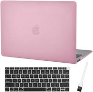 🎒 macbook air 13 inch laptop case a1932 - matte rubberized hard shell cover sleeve with silicone keyboard cover, dust brush - pink (2020 2019 2018 release, touch id) logo