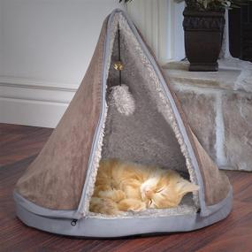 img 4 attached to 🐱✨ Comfort and Fun Combined: PETMAKER Sleep and Play Cat Bed with Detachable Teepee Top