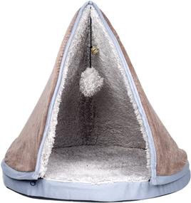 img 3 attached to 🐱✨ Comfort and Fun Combined: PETMAKER Sleep and Play Cat Bed with Detachable Teepee Top