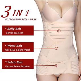 img 2 attached to Postpartum Belly Band: 3-in-1 Support & Recovery Wrap for Postnatal Body Shaping, Maternity Girdle Slimming Shapewear - Beige M, 3 Sizes Available