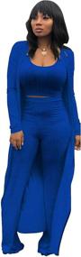 img 3 attached to 👗 Stylish 3 Piece Women's Outfits - Crop Top with Long Kimono Cardigan Cover up and Bodycon Pants Set available in sizes S to XXL