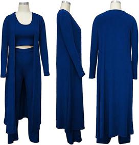 img 1 attached to 👗 Stylish 3 Piece Women's Outfits - Crop Top with Long Kimono Cardigan Cover up and Bodycon Pants Set available in sizes S to XXL