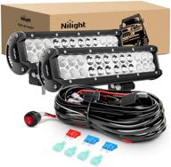 💡 мощная светодиодная панель nilight led light bar 2pcs: 12 дюймов 72w спот флуд комбо с проводным комплектом для внедорожников, 2 года гарантии (модель zh030) логотип