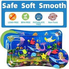 img 2 attached to 👶 Infinno Inflatable Tummy Time Mat: Premium Baby Water Play Mat for Infants and Toddlers. Activity Play Center Baby Toys for 3, 6, 9, and 12 Months. Strengthen Your Babies’ Muscles. Mermaid Theme.
