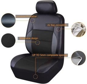img 3 attached to 🚗 CAR PASS - 6PCS Luxurious Leather Universal Front Car Seat Covers Set (Black and Black): Ultimate Protection and Style Upgrade for Your Vehicle