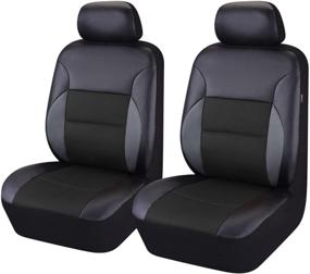 img 4 attached to 🚗 CAR PASS - 6PCS Luxurious Leather Universal Front Car Seat Covers Set (Black and Black): Ultimate Protection and Style Upgrade for Your Vehicle