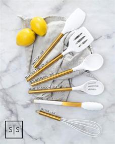 img 2 attached to 🍳 Modern Cooking and Serving Utensils: White Silicone and Gold, Stainless Steel Spatulas for Non-Stick Cookware