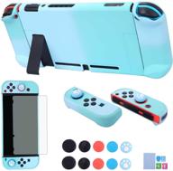 🎮 comcool 3-in-1 dockable case for nintendo switch - protective cover with screen protector, thumb grips - blue/cyan logo