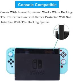 img 3 attached to 🎮 COMCOOL 3-in-1 Dockable Case for Nintendo Switch - Protective Cover with Screen Protector, Thumb Grips - Blue/Cyan