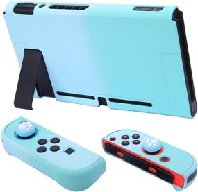 img 2 attached to 🎮 COMCOOL 3-in-1 Dockable Case for Nintendo Switch - Protective Cover with Screen Protector, Thumb Grips - Blue/Cyan